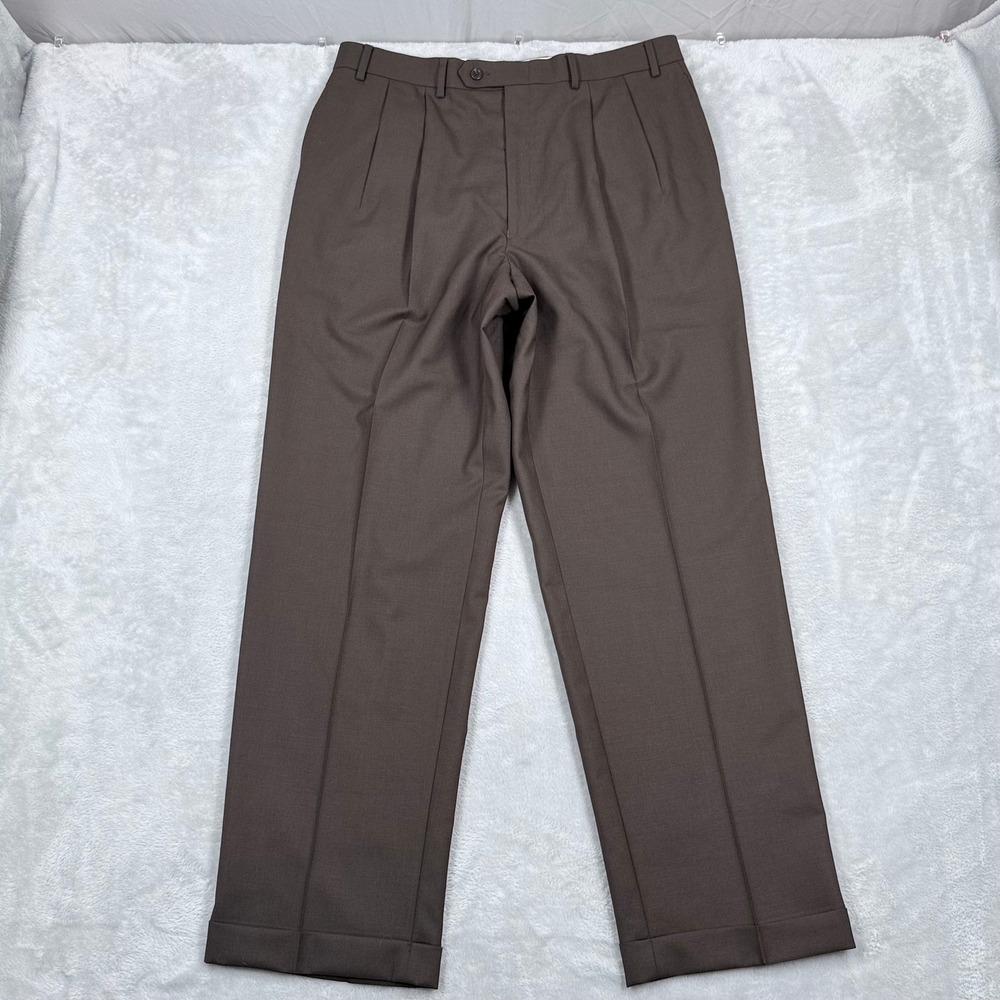 Lauren Ralph Lauren Total Comfort Dress Pants Mens 34x32 Wool Pleated Cuffed